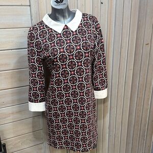 QED London Black and White Geometric Dress